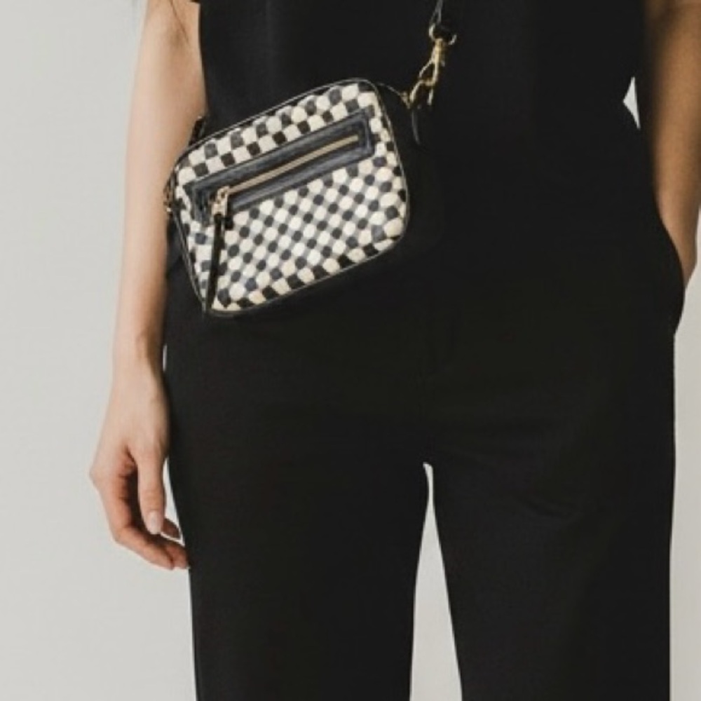 Universal Thread Checkered Black and Cream cross body Bag